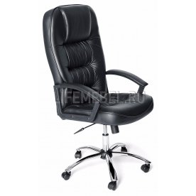 Компьютерное кресло хром CH9944 черный / кожа