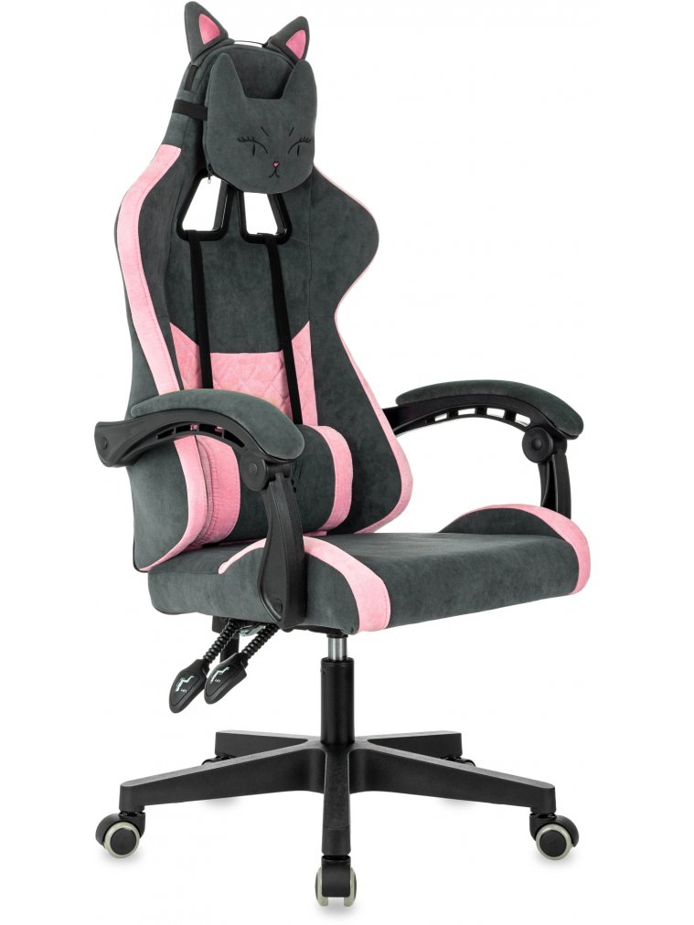 Компьютерное кресло Kitty ткань серый / розовый