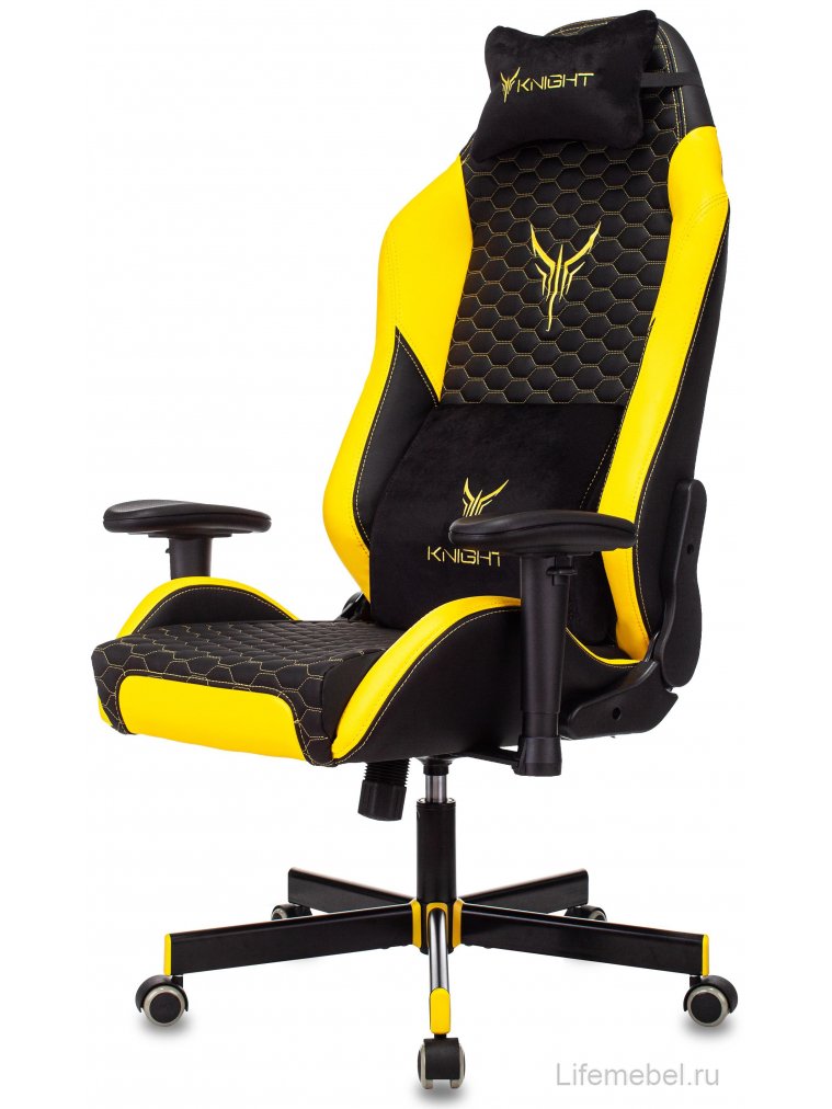 Компьютерное кресло Knight Neon черное / желтое / соты