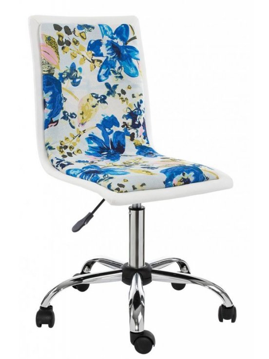 Компьютерное кресло Mis white / flowers fabric