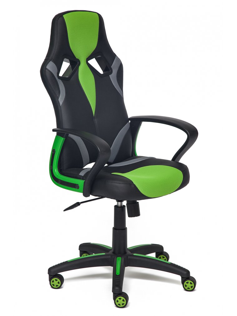 Компьютерное кресло Runner черное / зеленое 36-6 / tw-26 / tw-12 кожзам / ткань