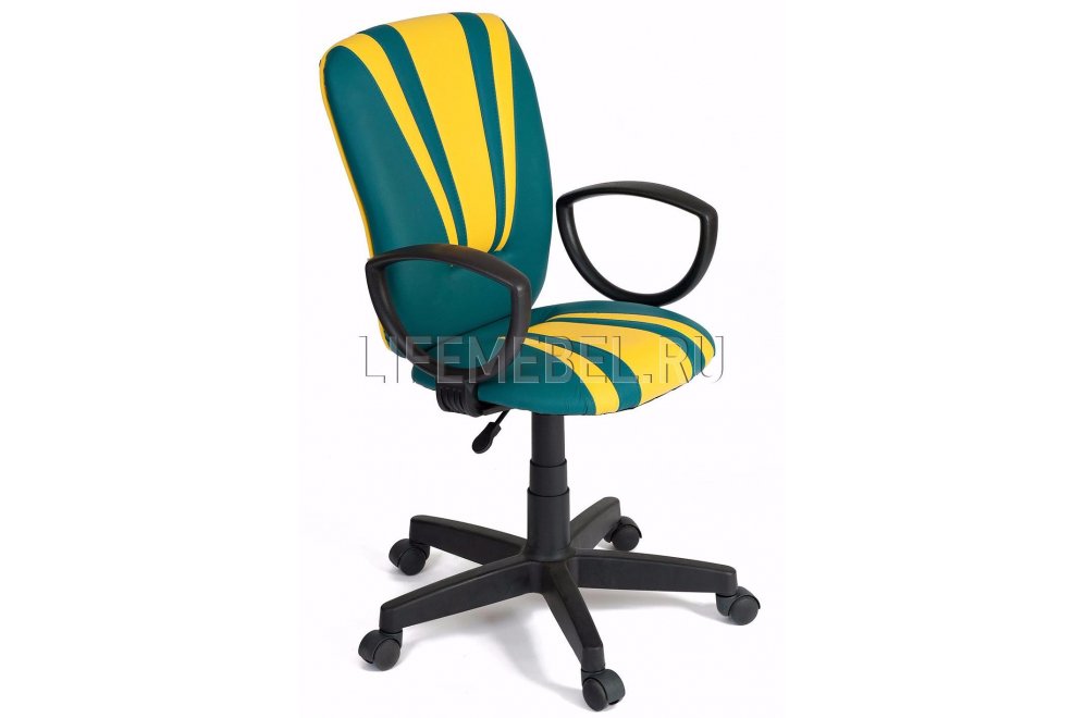 Компьютерное кресло «Спектрум» (Spectrum) бирюзовый / желтый / экокожа
