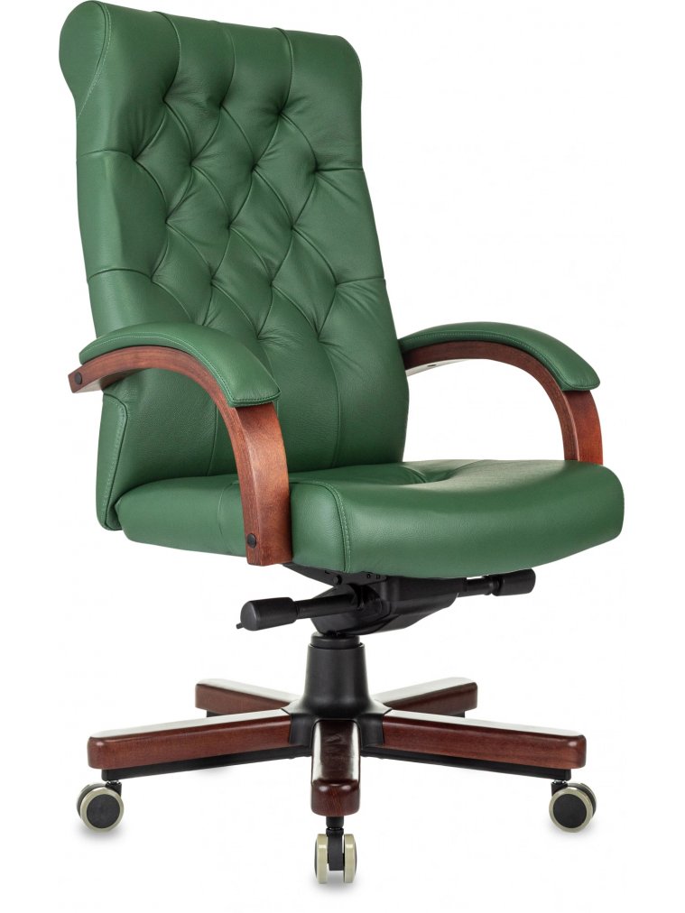 Компьютерное кресло T-9928Walnut кожа зеленый