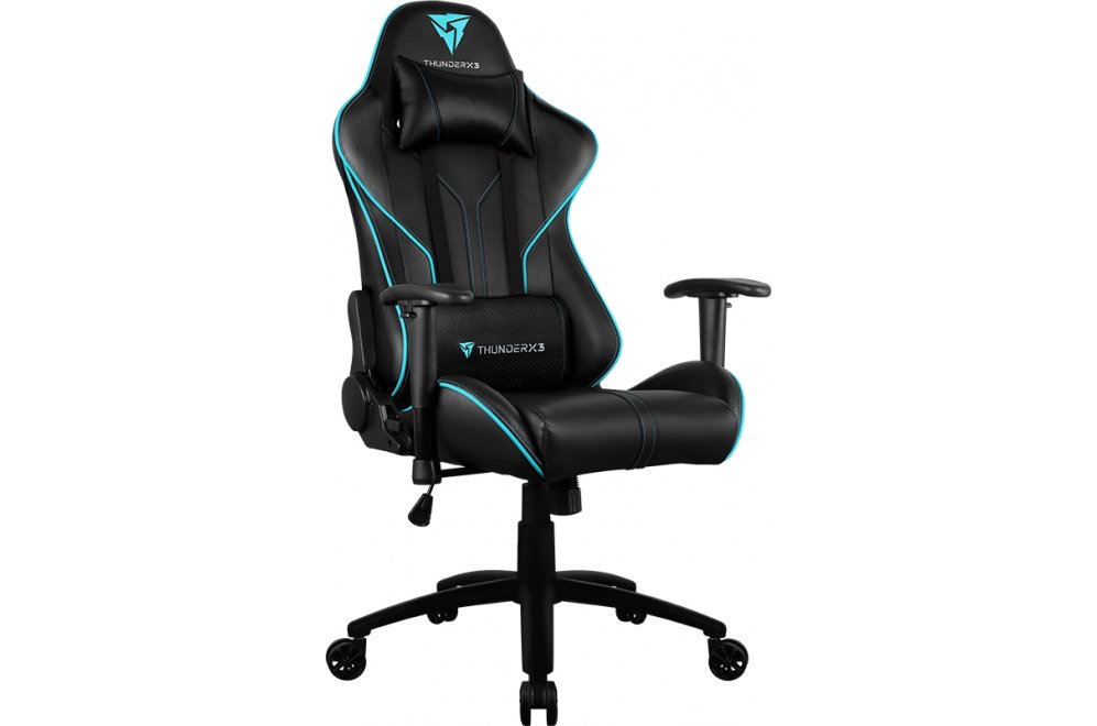 Компьютерное кресло ThunderX3 RC3 black-cyan air hex с подсветкой 7 цветов