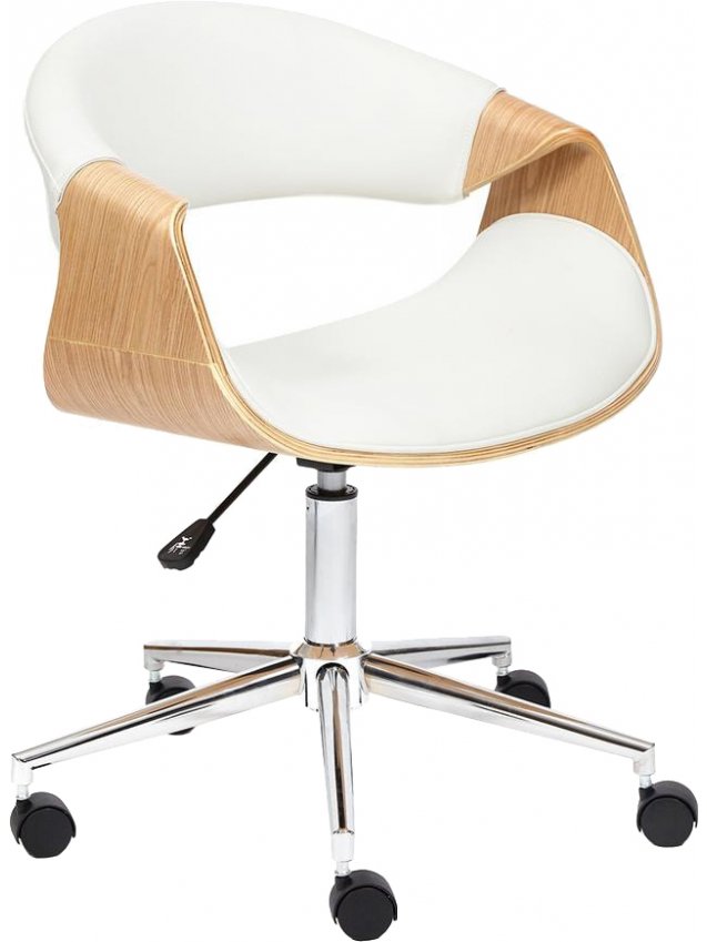 Компьютерное кресло Bend/Бэнд мод.9035 экокожа / белый / натуральный / хром