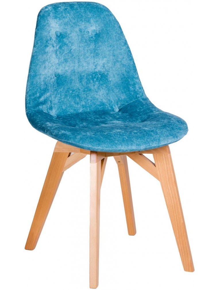Деревянный стул Eames блю / натуральный дуб