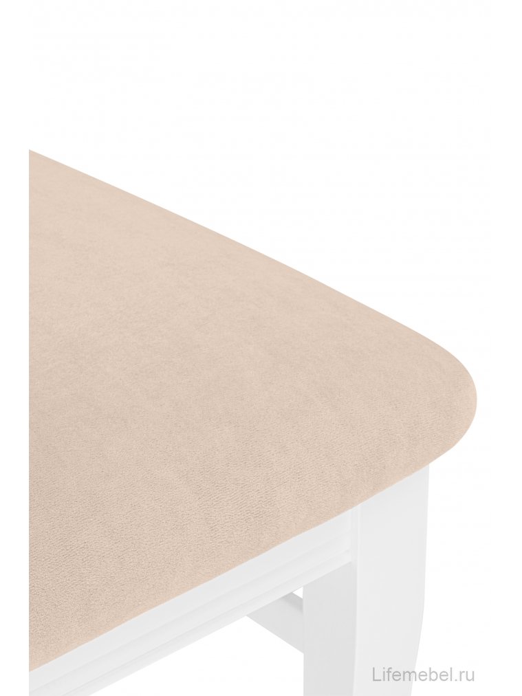 Деревянный стул Фрезино с проножкой бежевый велюр / белый
