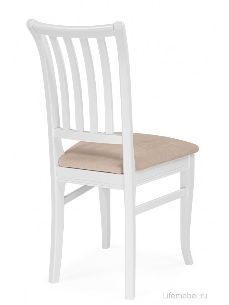 Деревянный стул Фрезино с проножкой бежевый велюр / белый