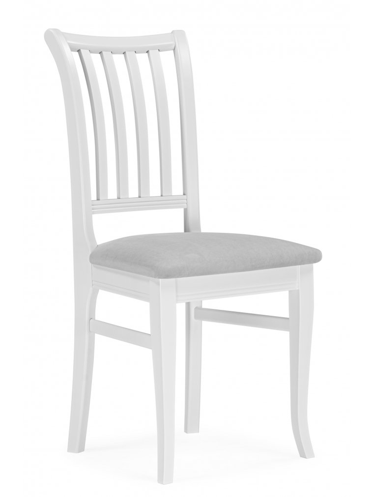 Деревянный стул Фрезино с проножкой серый велюр / белый