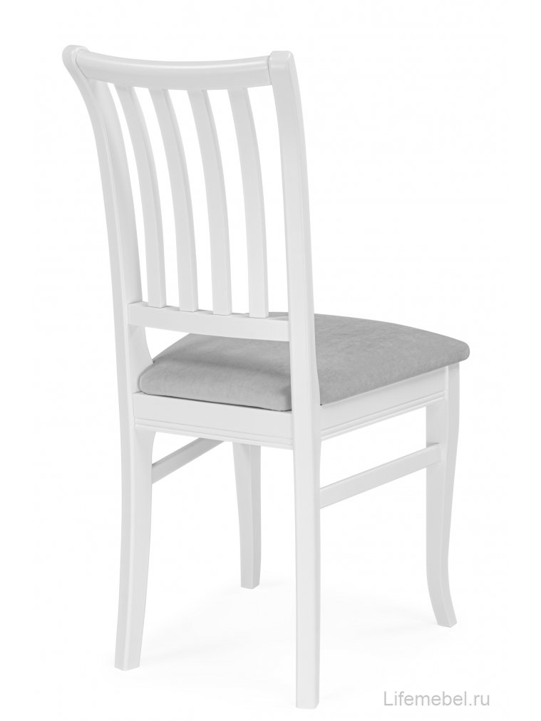 Деревянный стул Фрезино с проножкой серый велюр / белый