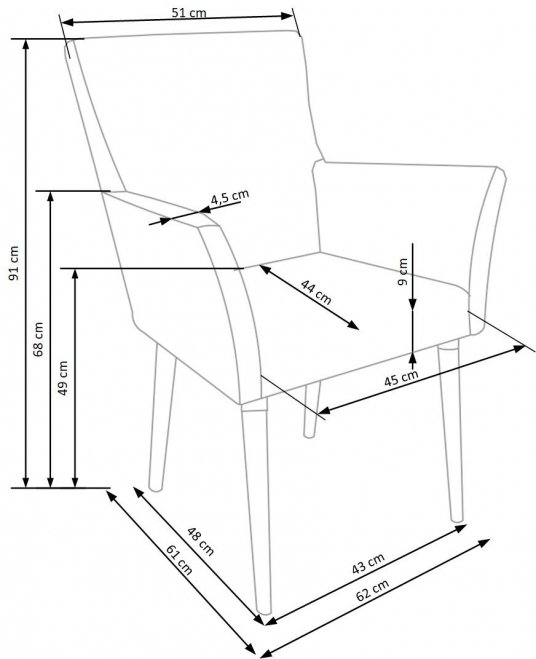 Деревянный стул K274 темно-серый / натуральный