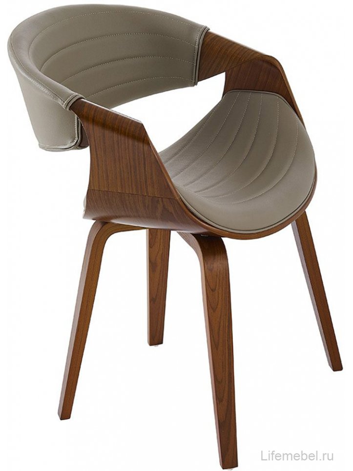 Деревянный стул JY1829-7s серый pu047 / орех