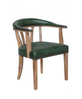 Мягкий стул с подлокотниками Tanner Green Leather