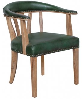 Мягкий стул с подлокотниками Tanner Green Leather