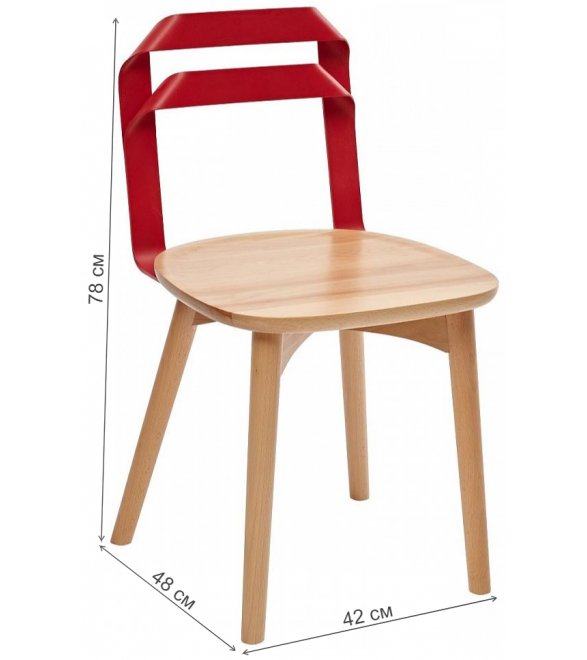 Стул деревянный Apsaras натуральный / красный