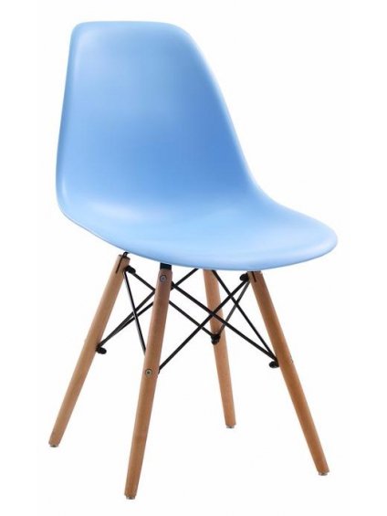 Стул Eames голубой / деревянный каркас