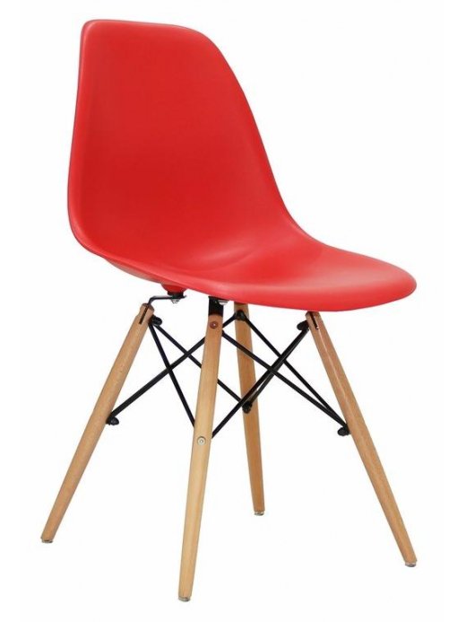 Стул Eames красный / деревянный каркас