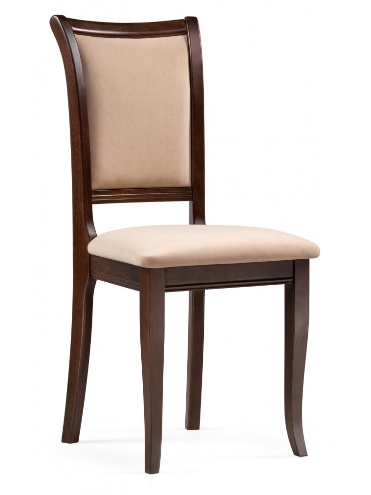 Деревянный стул Корнелл бежевый велюр / орех темный