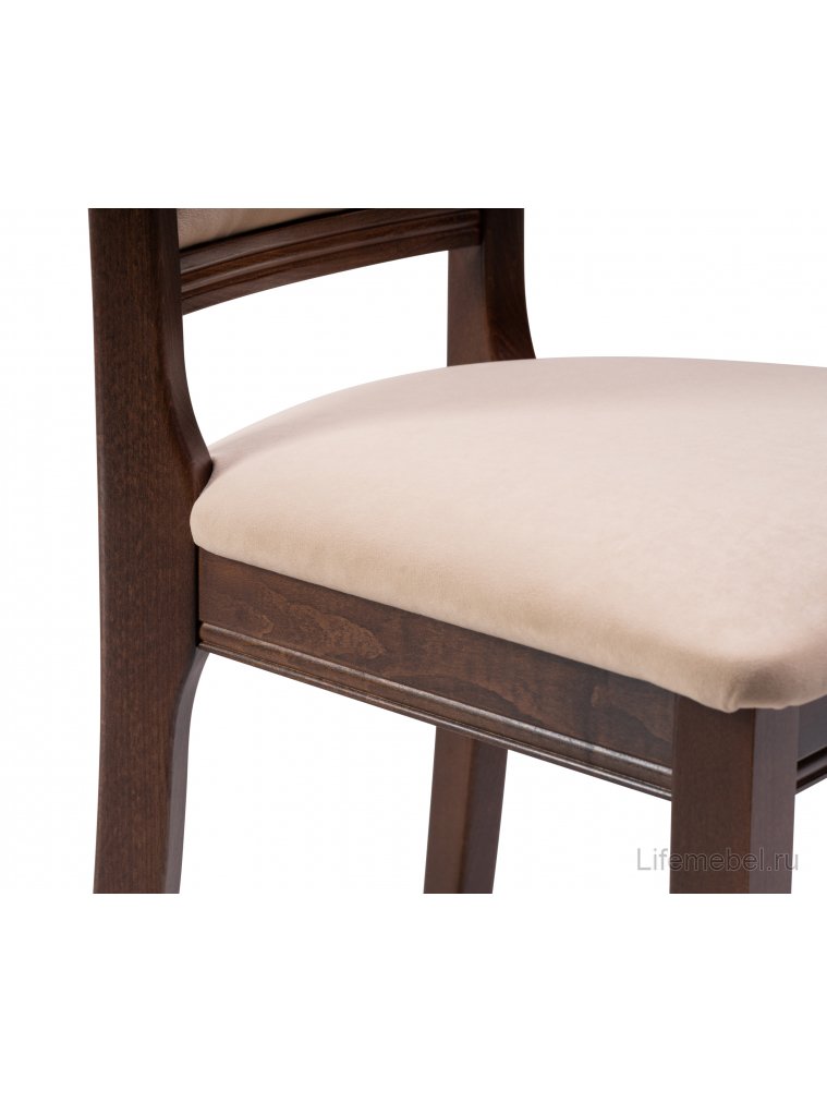 Деревянный стул Корнелл бежевый велюр / орех темный