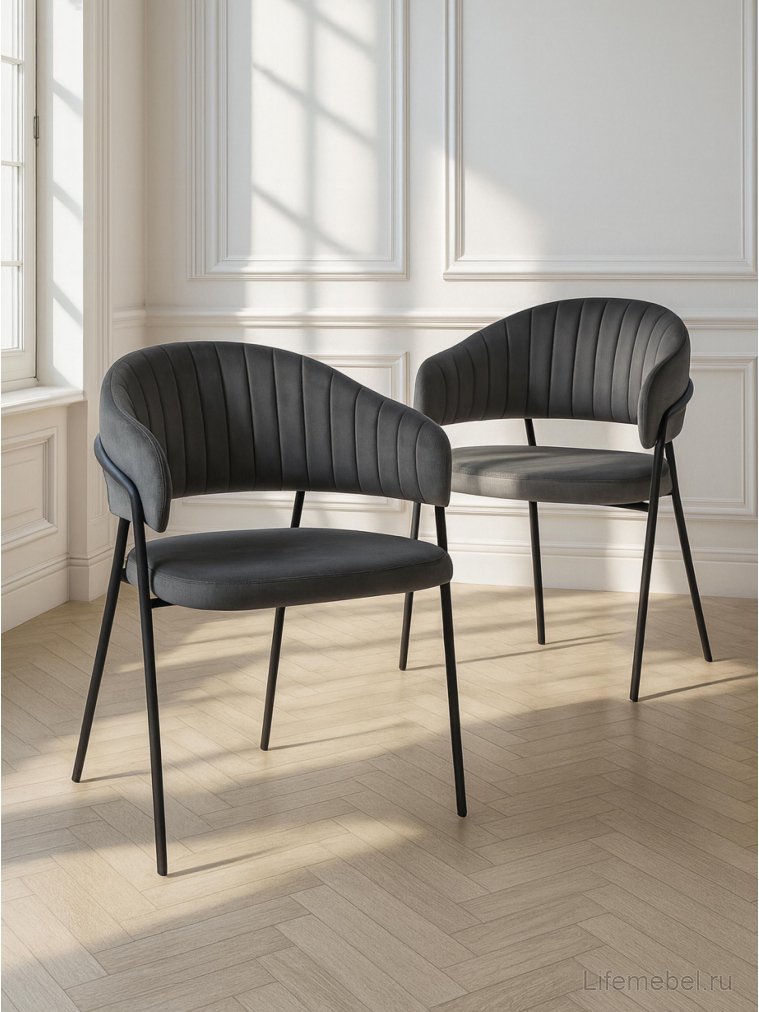 Комплект стульев Лукас 2 шт темно-серый / черный