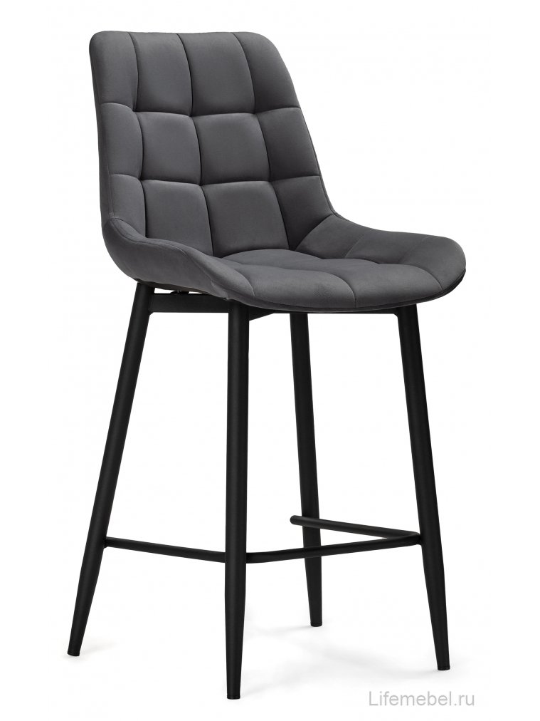 Комплект стульев полубарных Стронг 2 шт темно-серый / черный