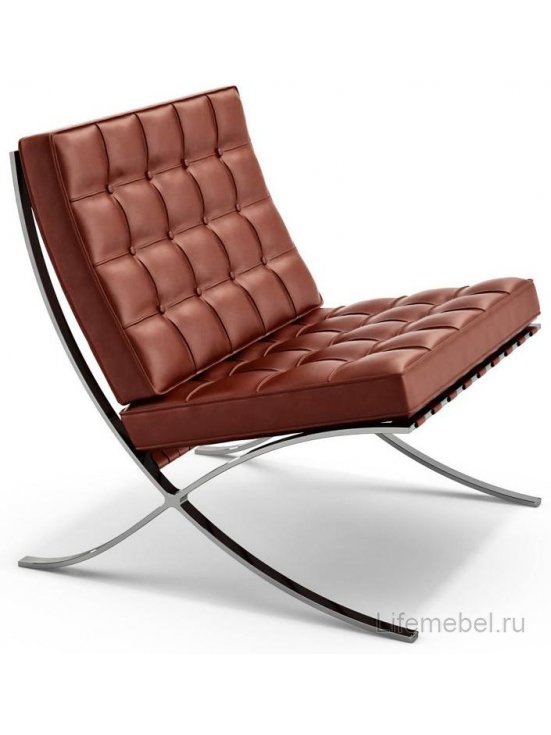 Кресло Barcelona chair коньячное
