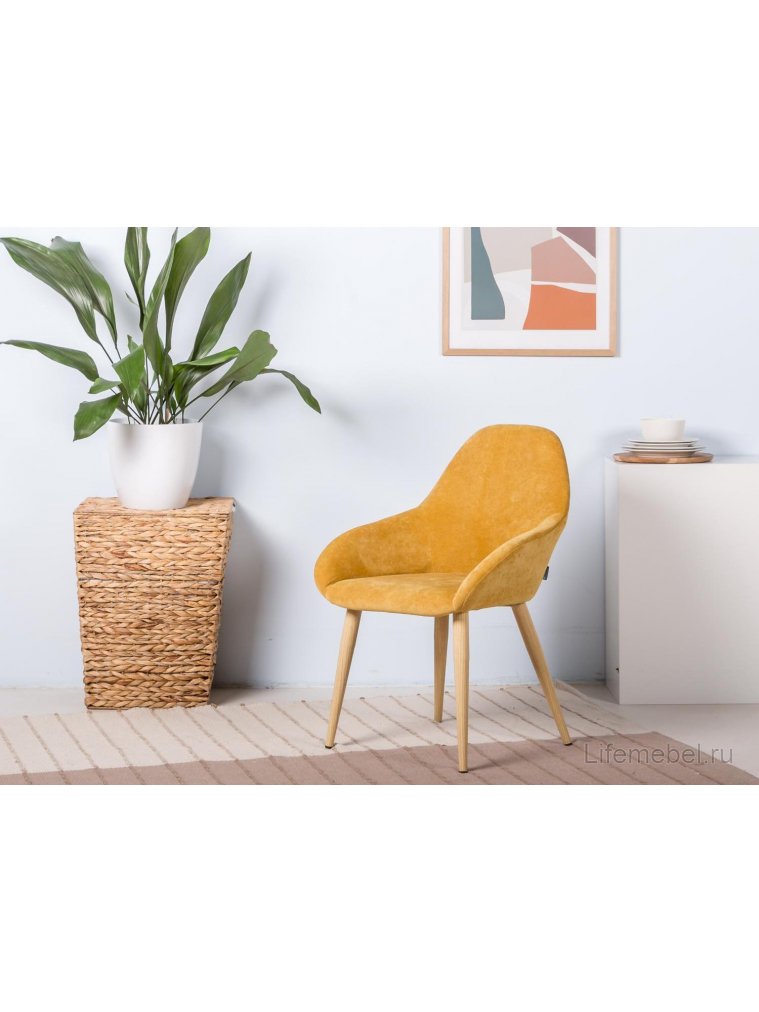 Кресло Kent желтое / натуральный дуб