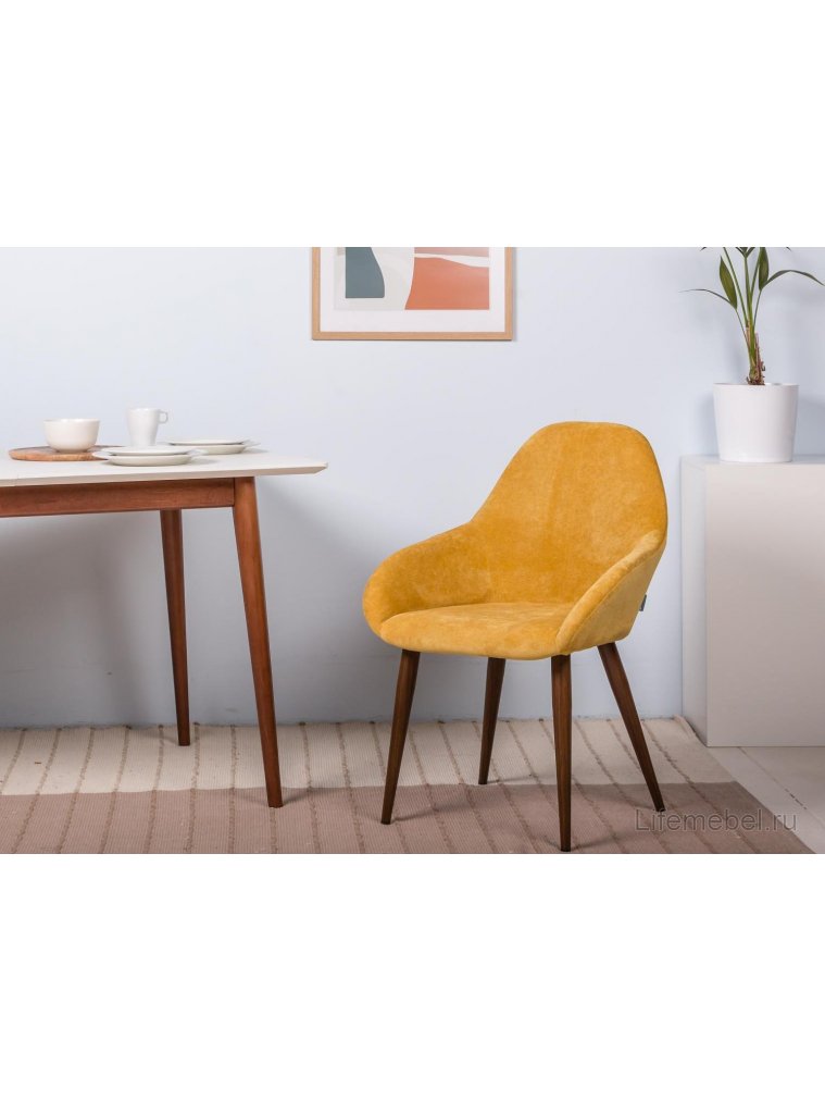 Кресло Kent желтое / темный орех