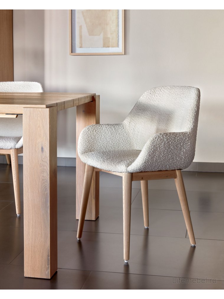 Кресло Konna белое / натуральное