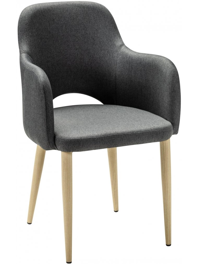 Кресло Ledger темно-серое / натуральный дуб