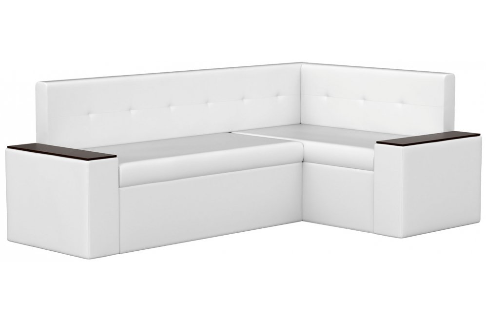 Кухонный диван Остин угловой экокожа белый правый