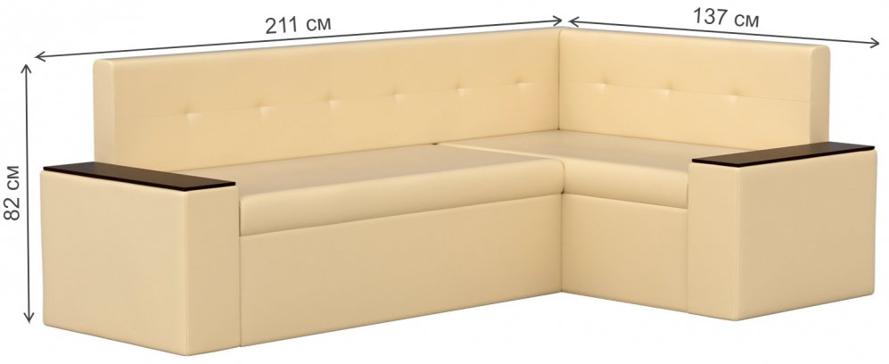 Кухонный диван Остин угловой экокожа бежевый правый