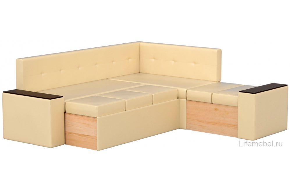 Кухонный диван Остин угловой экокожа бежевый правый