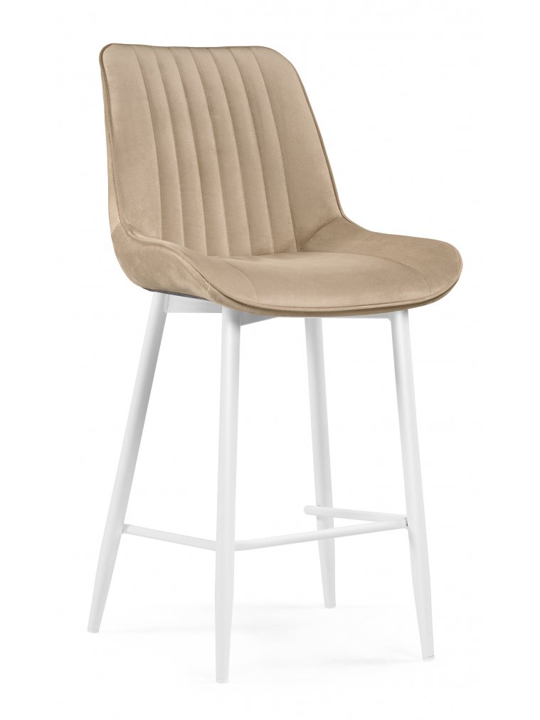 Полубарный стул Седа К бежевый велюр (velutto 18) / белый