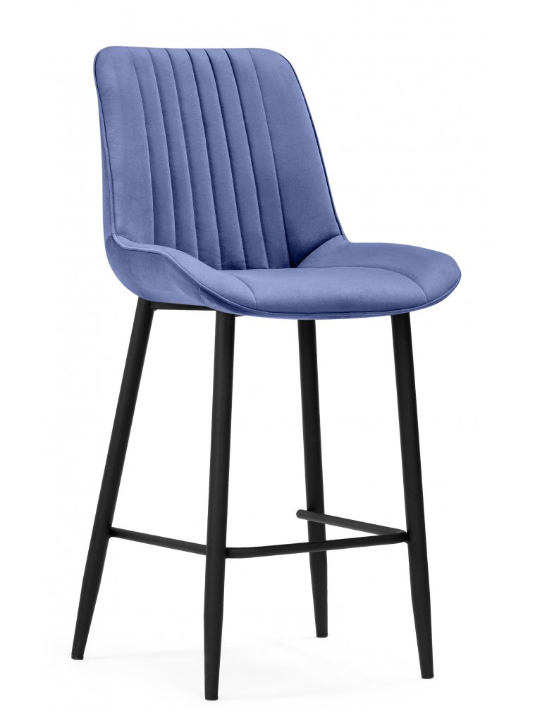 Полубарный стул Седа К синий велюр (velutto 48) / черный