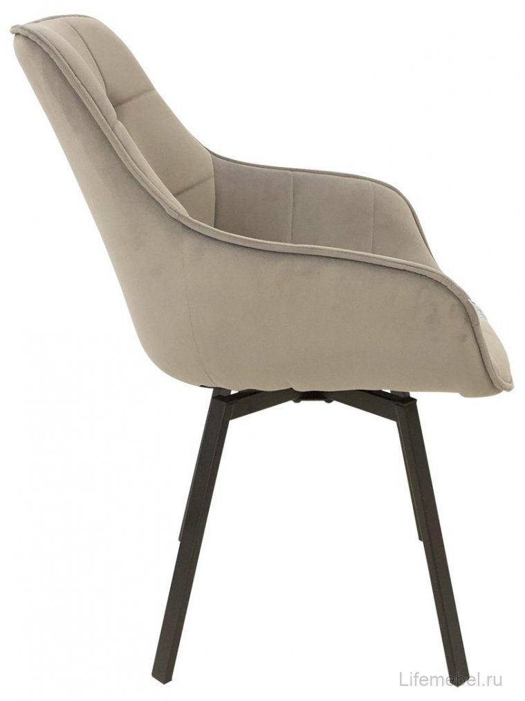 Кресло Декс поворотное серо-бежевая замша / черный квадратный каркас