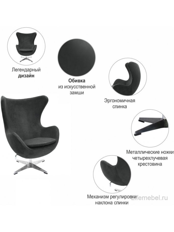 Кресло Egg Chair графит