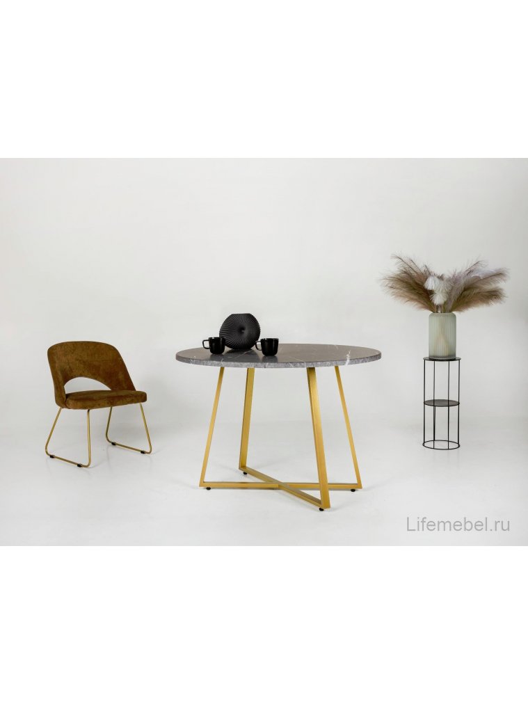 Кресло Lars Линк коричневое / золотое