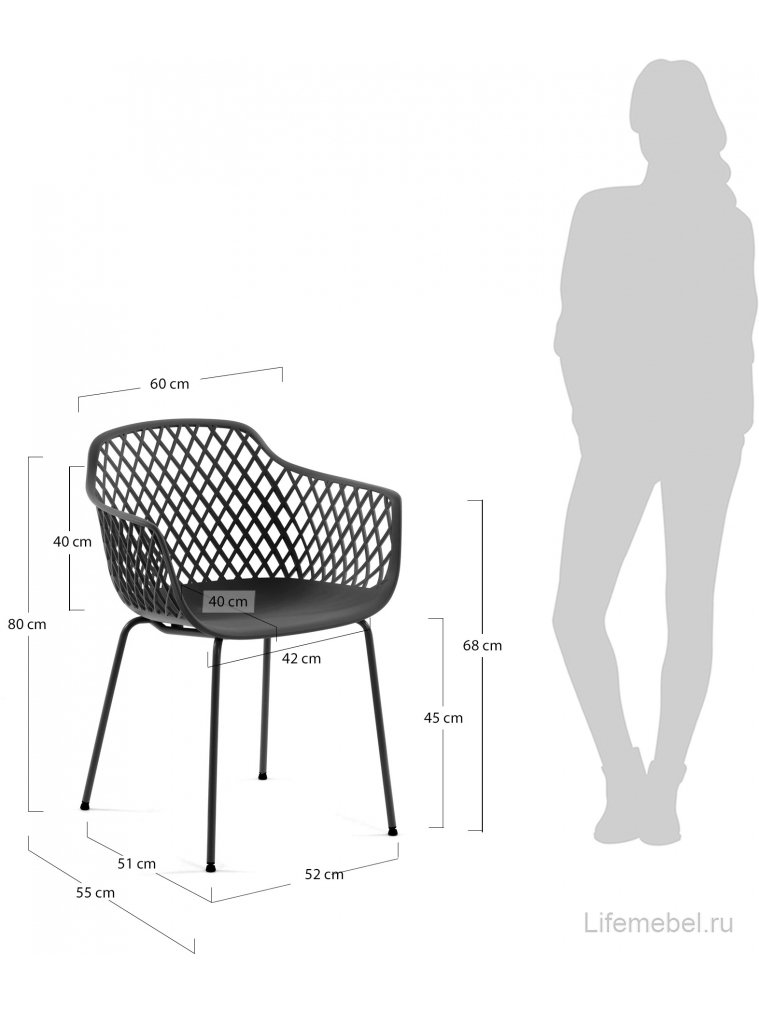 Стул на металлокаркасе Quinn серый