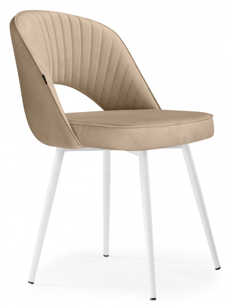 Стул на металлокаркасе Сандвикен бежевый (velutto 05) / белый