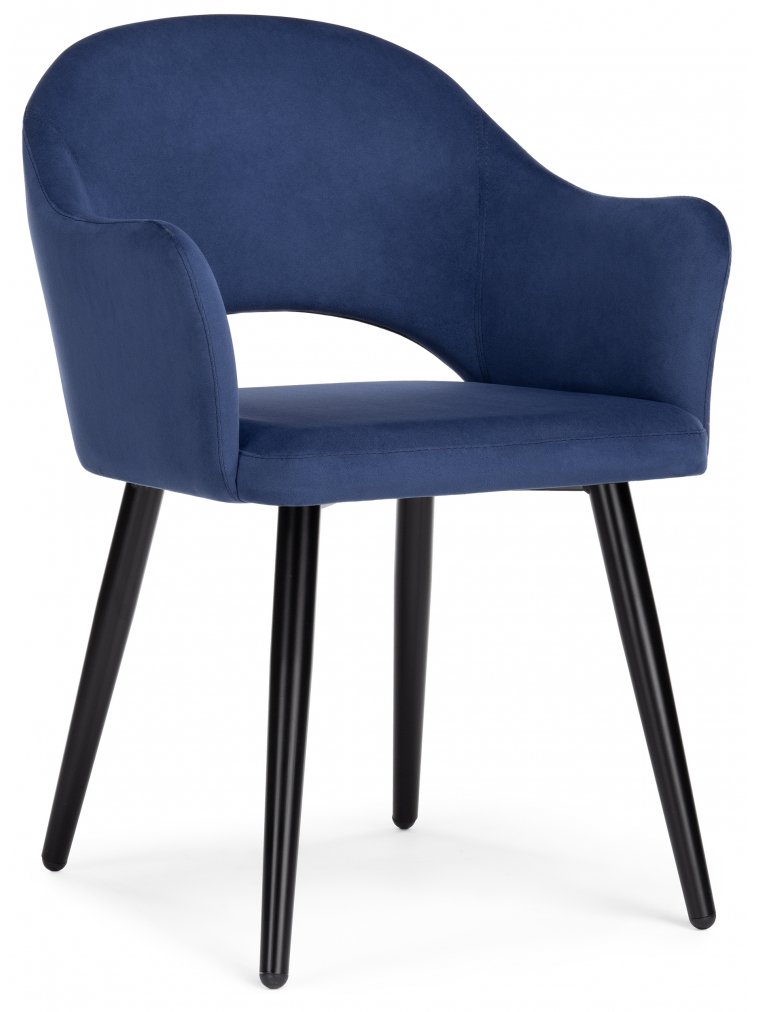 Стул на металлокаркасе Апри микровелюр темно-синий / черный глянец