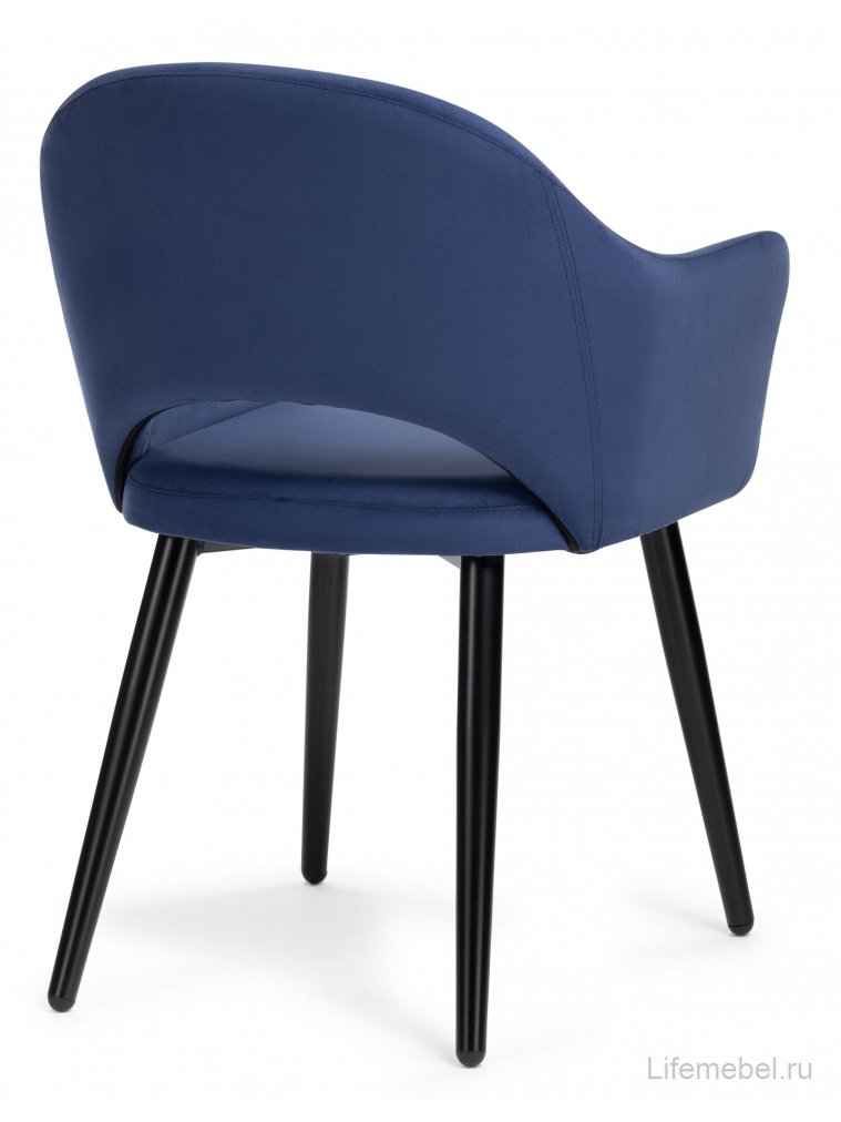Стул на металлокаркасе Апри микровелюр темно-синий / черный глянец