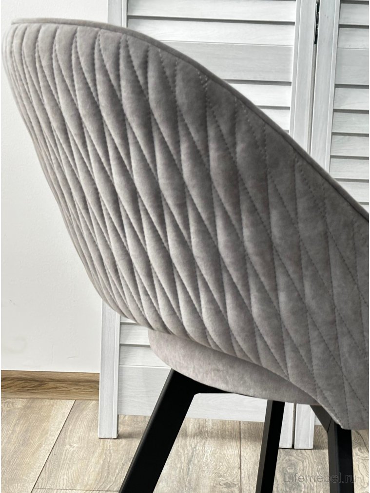 Стул на металлокаркасе Duna велюр серый B22 / черный