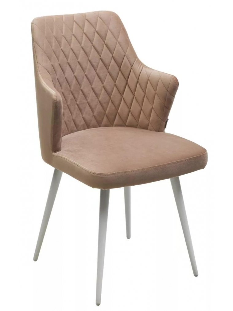 Стул на металлокаркасе Herman велюр бежевый #5 / белый