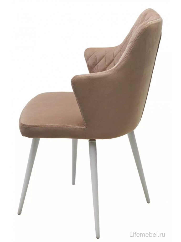 Стул на металлокаркасе Herman велюр бежевый #5 / белый