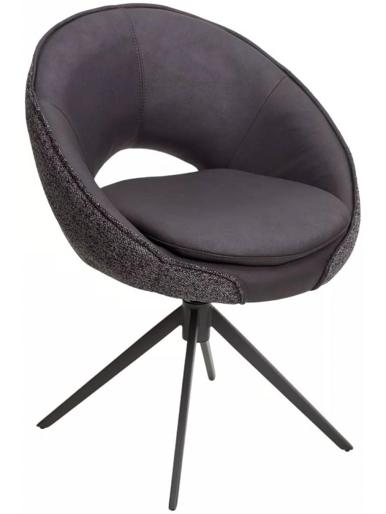 Стул на металлокаркасе Anabel 360 поворотный темно-серая экокожа / букле / черный