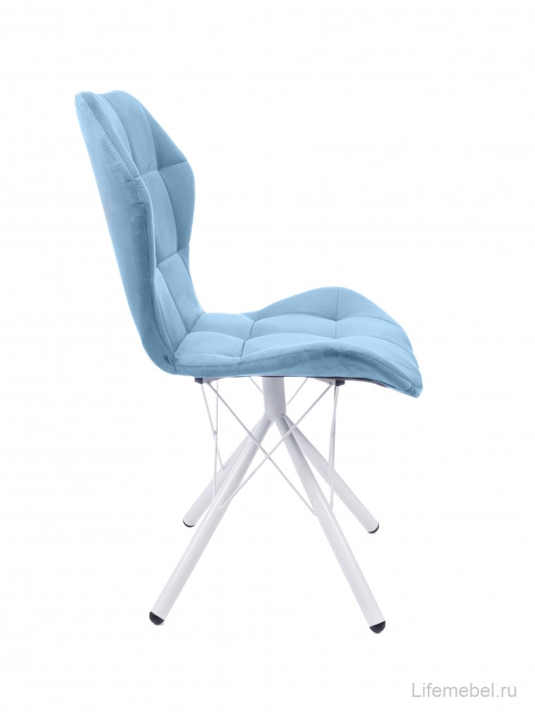 Стул на металлокаркасе Бабочка паутинка / небесно-серый / белые ножки