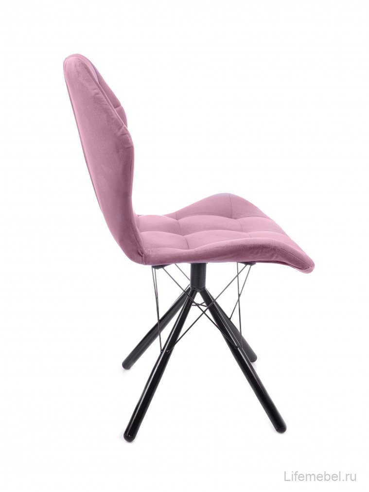 Стул на металлокаркасе Бабочка паутинка / пудровый / чёрные ножки