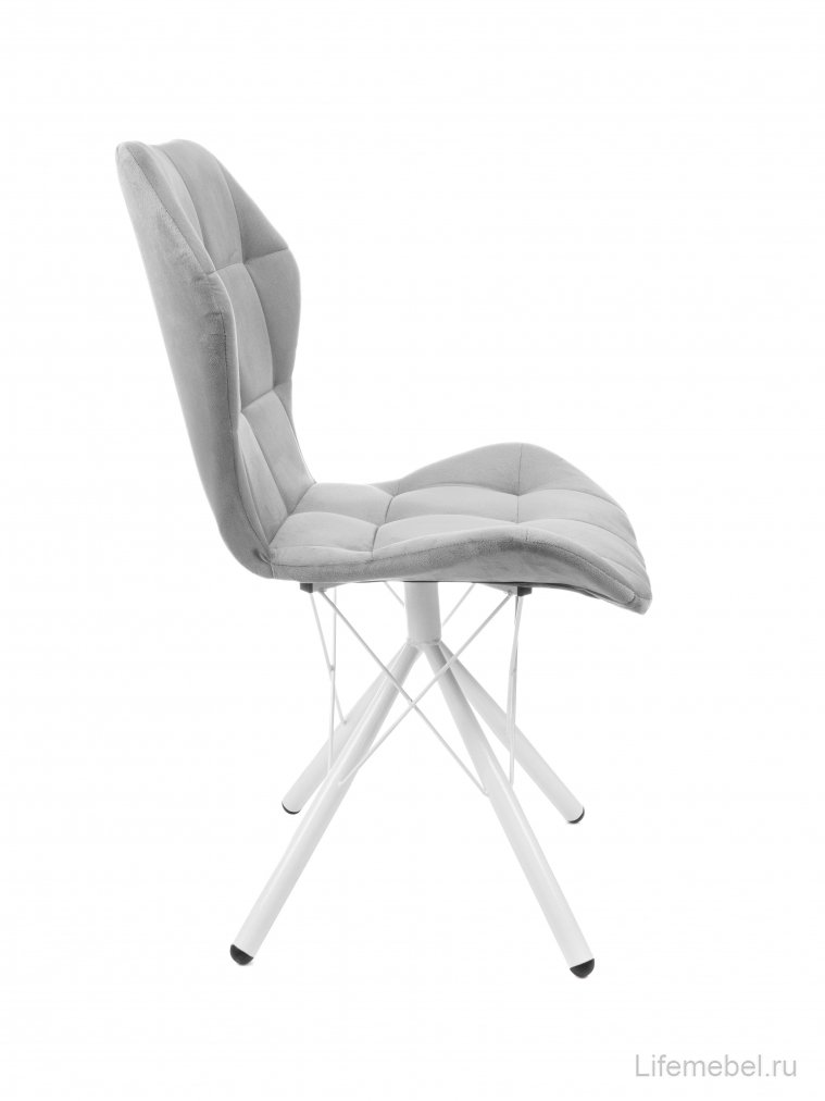 Стул на металлокаркасе Бабочка паутинка / серый / белые ножки