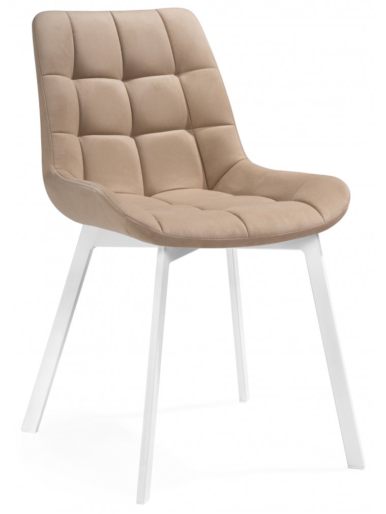 Стул на металлокаркасе Челси бежевый / белый каркас